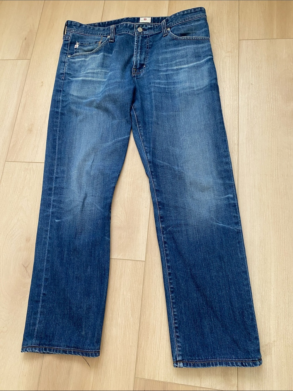 Ag Adriano Goldschmied Men's Straight Jeans in Faded Blue